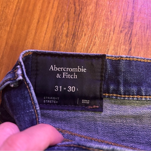 Men's Blue Jeans Abercrombie and Fitch 31 30 straight stretch - Picture 3 of 7